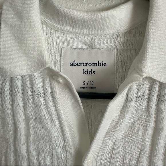 Abercrombie Kids White Polo Sweater Tshirt Boys 9/10 - Picture 2 of 7